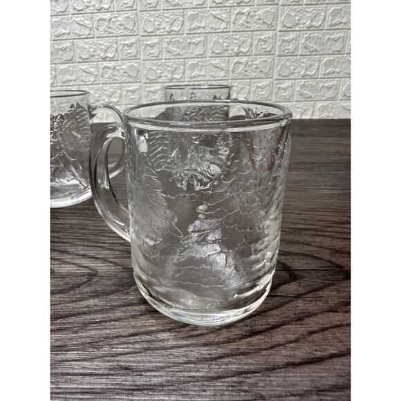 Luminarc USA Heavy Clear 3D Glass House Christmas Mugs 10 oz Set of 4 Vtg 80's - Picture 12 of 15